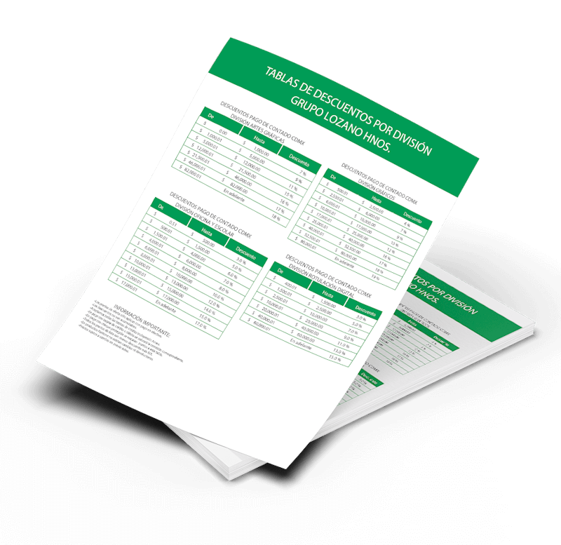 Tablas de descuentos